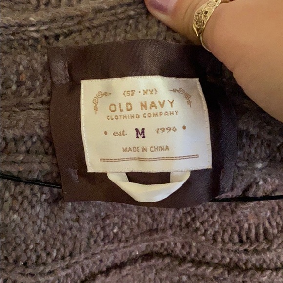 Old navy long wool sweater brown with hood - Picture 4 of 10